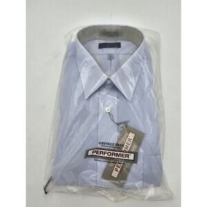 Everett St Men's Shirt sz 17.5 Big Blue Button Up New #T